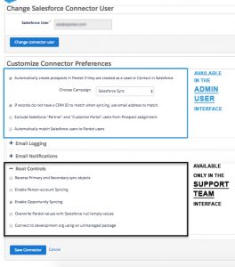 Pardot connector options availabe that can only be activated by the Pardot Support team - getawayposts.com